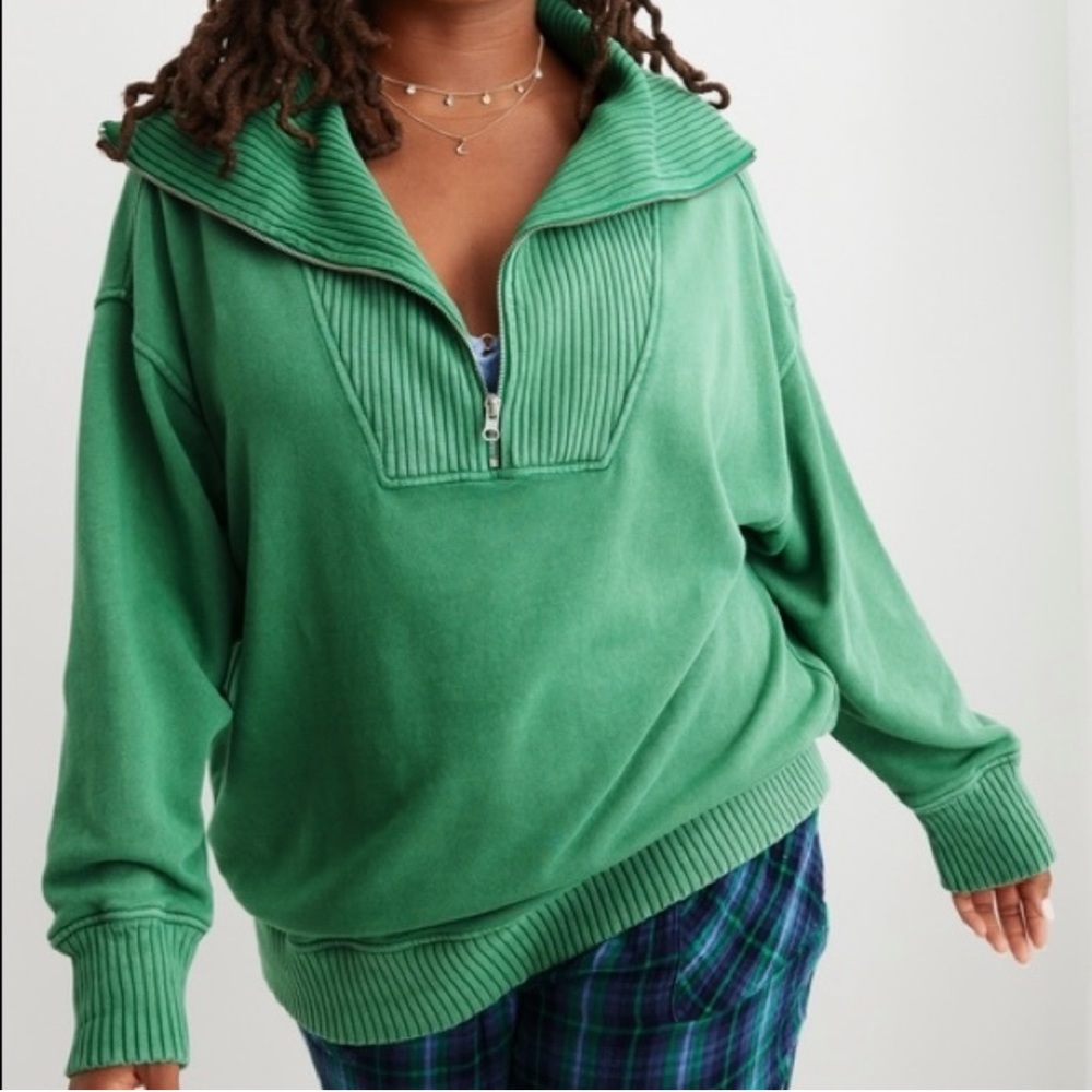 Aerie Down to Earth Quarter Zip Sweatshirt